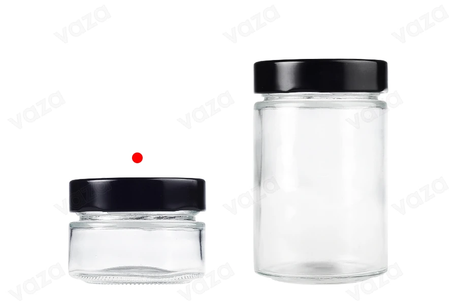 Γυάλινο κυλινδρικό βάζο 75 ml με μαύρο καπάκι Τ.Ο 63 Deep - 160 τμχ Γυάλινο κυλινδρικό βάζο 75 ml με μαύρο καπάκι Τ.Ο 63 Deep - 160 τμχ-εικόνα_σύνθεση