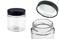 Γυάλινο κυλινδρικό βάζο 100 ml με μαύρο καπάκι Τ.Ο 58 Deep - 160 τμχ Γυάλινο κυλινδρικό βάζο 100 ml με μαύρο καπάκι Τ.Ο 58 Deep - 160 τμχ