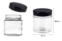 Γυάλινο κυλινδρικό βάζο 100 ml με μαύρο καπάκι Τ.Ο 58 Deep - 160 τμχ Γυάλινο κυλινδρικό βάζο 100 ml με μαύρο καπάκι Τ.Ο 58 Deep - 160 τμχ