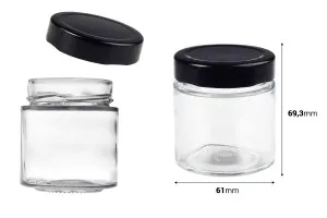 Pot cylindrique en verre 100 ml avec couvercle noir T.O 58 Deep - 160 pcs-2