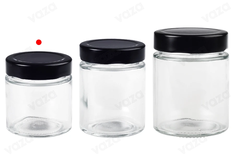 Pot cylindrique en verre 100 ml avec couvercle noir T.O 58 Deep - 160 pcs Pot cylindrique en verre 100 ml avec couvercle noir T.O 58 Deep - 160 pcs-εικόνα_σύνθεση