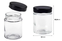 Γυάλινο κυλινδρικό βάζο 150 ml με μαύρο καπάκι Τ.Ο 58 Deep - 120 τμχ Γυάλινο κυλινδρικό βάζο 150 ml με μαύρο καπάκι Τ.Ο 58 Deep - 120 τμχ