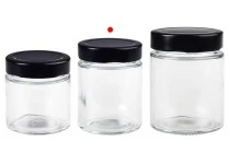 Γυάλινο κυλινδρικό βάζο 150 ml με μαύρο καπάκι Τ.Ο 58 Deep - 120 τμχ Γυάλινο κυλινδρικό βάζο 150 ml με μαύρο καπάκι Τ.Ο 58 Deep - 120 τμχ