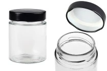 Γυάλινο κυλινδρικό βάζο 180 ml με μαύρο καπάκι Τ.Ο 63 Deep - 120 τμχ Γυάλινο κυλινδρικό βάζο 180 ml με μαύρο καπάκι Τ.Ο 63 Deep - 120 τμχ