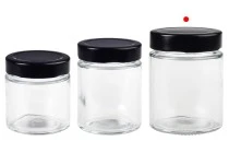 Γυάλινο κυλινδρικό βάζο 180 ml με μαύρο καπάκι Τ.Ο 63 Deep - 120 τμχ Γυάλινο κυλινδρικό βάζο 180 ml με μαύρο καπάκι Τ.Ο 63 Deep - 120 τμχ