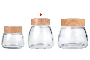 Glasdose 280 ml mit Kunststoffdeckel im Holzdesign - 6 Stk-5