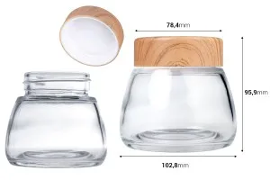 Glasdose 360 ml mit Kunststoffdeckel im Holzdesign - 6 Stk-2