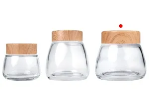 Glasdose 360 ml mit Kunststoffdeckel im Holzdesign - 6 Stk-5