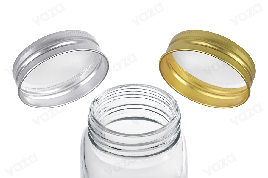 Γυάλινο βάζο 100 ml με καπάκι αλουμινίου - 12 τμχ-εικόνα_σύνθεση