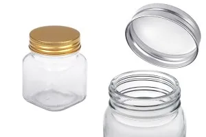 Barattolo in vetro 280 ml con coperchio in alluminio - 12 pz-1