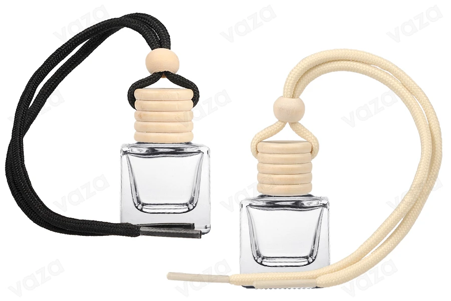 Flacon désodorisant pour voiture en forme de cube de 7 ml avec bouchon et bouchon en bois - 25 pcs-photo_produit