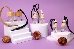 Flasche für Autoparfüm 5ml Herz mit Holzdeckel und Verschluss - 25 Stück-3