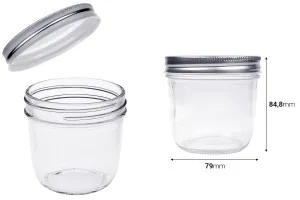 Barattolo in vetro 300 ml con coperchio in alluminio argento - 6 pz-2