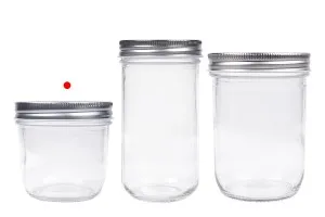 Barattolo in vetro 300 ml con coperchio in alluminio argento - 6 pz-5