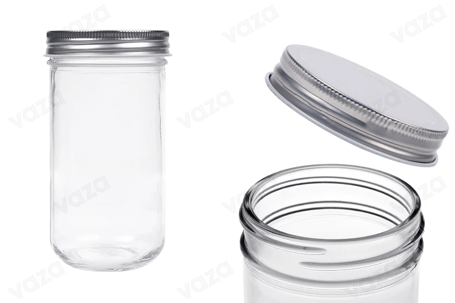 Γυάλινο βάζο 350 ml με ασημί καπάκι αλουμινίου - 6 τμχ Γυάλινο βάζο 350 ml με ασημί καπάκι αλουμινίου - 6 τμχ-εικόνα_προϊοντική