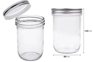 Barattolo in vetro 450 ml con coperchio in alluminio argento - 6 pz-2
