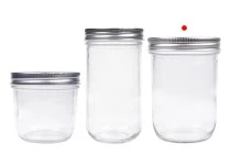 Γυάλινο βάζο 450 ml με ασημί καπάκι αλουμινίου - 6 τμχ