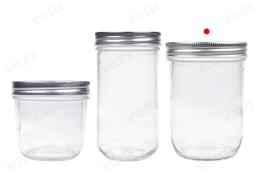 Kavanoz qelqi 450 ml me kapak alumini ngjyrë argjendi - 6 copë Kavanoz qelqi 450 ml me kapak alumini ngjyrë argjendi - 6 copë-imazh_grup