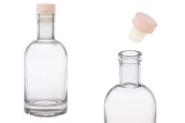 Γυάλινο στρογγυλό μπουκάλι 200 ml με φελλό σιλικόνης με ξύλινη κεφαλή Γυάλινο στρογγυλό μπουκάλι 200 ml με φελλό σιλικόνης με ξύλινη κεφαλή