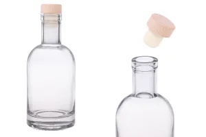 200 ml runde Glasflasche mit Silikonstopfen und Holzkopf-1