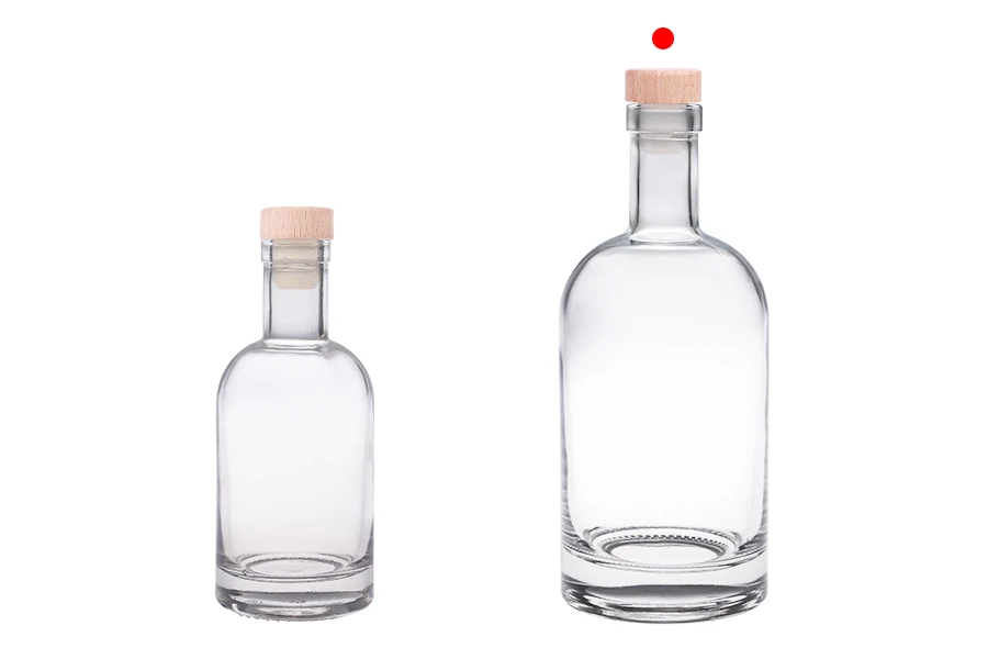 Γυάλινο στρογγυλό μπουκάλι 500 ml με φελλό σιλικόνης με ξύλινη κεφαλή