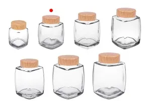 Glasdose 100ml mit Kunststoffdeckel im Holzdesign - 6 Stk-6