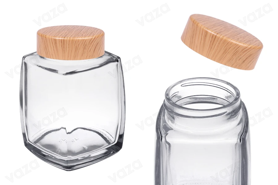 Γυάλινο βάζο 280 ml με πλαστικό καπάκι σε σχέδιο ξύλου - 6 τμχ Γυάλινο βάζο 280 ml με πλαστικό καπάκι σε σχέδιο ξύλου - 6 τμχ-εικόνα_προϊοντική