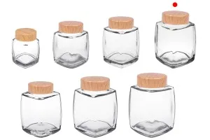 Glasdose 280ml mit Kunststoffdeckel im Holzdesign - 6 Stk-5