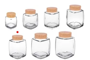 Glasdose 360ml mit Kunststoffdeckel im Holzdesign - 4 Stk-5