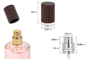 Spray en aluminium avec bouchon en bois pour flacons de parfum avec fermeture de sécurité à sertir 15 mm-2