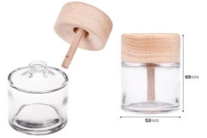 Γυάλινο διάφανο μπουκαλάκι 50 ml με ξύλινο καπάκι για αρωματικό χώρου-2