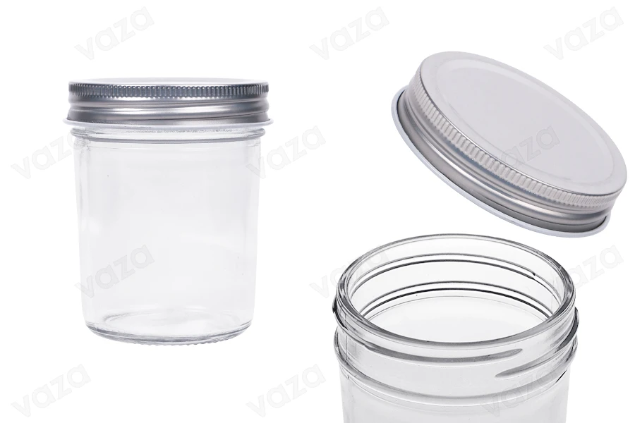 Kavanoz qelqi 200 ml me kapak alumini ngjyrë argjendi - 6 copë Kavanoz qelqi 200 ml me kapak alumini ngjyrë argjendi - 6 copë-imazh_produkt