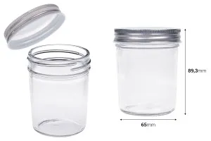 Barattolo in vetro 200 ml con coperchio in alluminio argento - 6 pz-2
