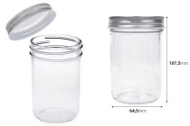 Γυάλινο βάζο 250 ml με ασημί καπάκι αλουμινίου - 6 τμχ Γυάλινο βάζο 250 ml με ασημί καπάκι αλουμινίου - 6 τμχ
