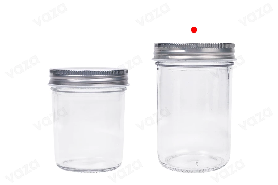Kavanoz qelqi 250 ml me kapak alumini ngjyrë argjendi - 6 copë Kavanoz qelqi 250 ml me kapak alumini ngjyrë argjendi - 6 copë-imazh_grup