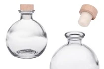 Γυάλινο σφαιρικό μπουκάλι 250 ml με φελλό σιλικόνης με ξύλινη κεφαλή Γυάλινο σφαιρικό μπουκάλι 250 ml με φελλό σιλικόνης με ξύλινη κεφαλή