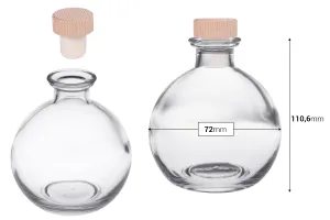 Glass spherical bottle 250 ml with silicone cork with wooden head-2