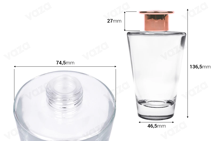 Shishe qelqi 200 ml me unazë dhe tapë për aromatizues ambienti Shishe qelqi 200 ml me unazë dhe tapë për aromatizues ambienti -imazh_dimensione