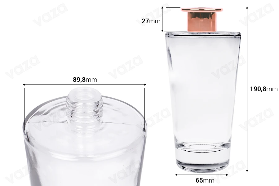 500 ml glass bottle with ring and cap for room fragrance-image_dimensions