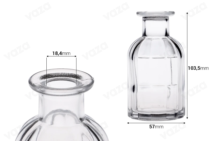 Γυάλινο διακοσμητικό μπουκάλι 120 ml κατάλληλο για αρωματικό χώρου Γυάλινο διακοσμητικό μπουκάλι 120 ml κατάλληλο για αρωματικό χώρου-εικόνα_διαστάσεις