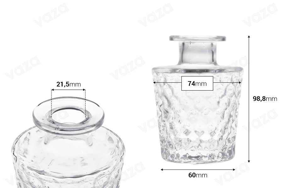 Geprägte Glasflasche 150 ml-bildabmessungen