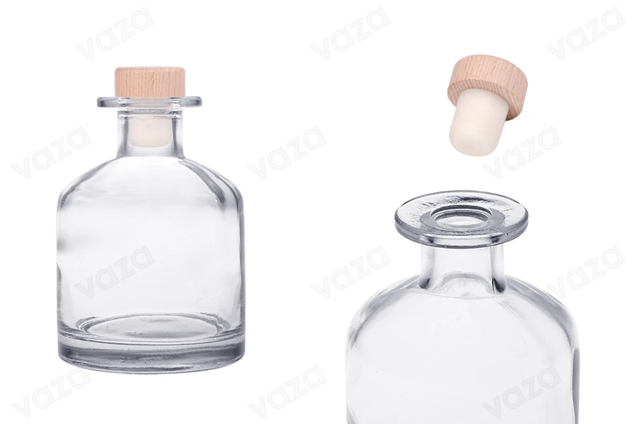 Elegant 250ml corked glass bottle with wooden head-image_product