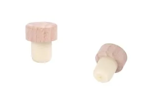 Bouchon rond en silicone synthétique avec tête en bois - Ф 16 mm-1