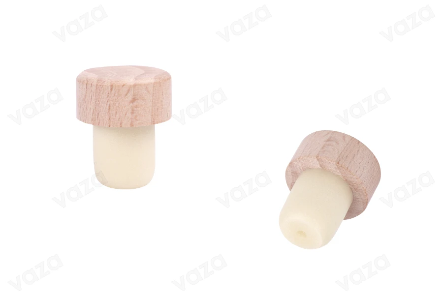 Bouchon rond en silicone synthétique avec tête en bois - Ф 16 mm Bouchon rond en silicone synthétique avec tête en bois - Ф 16 mm-photo_produit