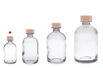 Γυάλινο μπουκάλι 100 ml διάφανο με φελλό σιλικόνης με ξύλινη κεφαλή Γυάλινο μπουκάλι 100 ml διάφανο με φελλό σιλικόνης με ξύλινη κεφαλή