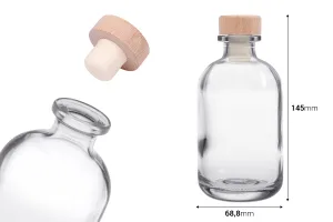 250 ml transparente Glasflasche mit Silikonkorken mit Holzkopf-2