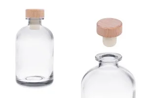 500ml transparente Glasflasche mit Silikonkorken mit Holzkopf-1
