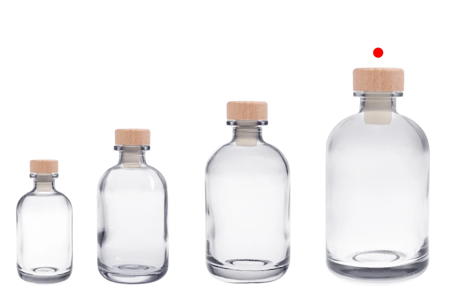 Γυάλινο μπουκάλι διάφανο 500 ml με φελλό σιλικόνης με ξύλινη κεφαλή