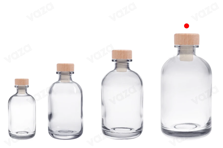 500ml transparente Glasflasche mit Silikonkorken mit Holzkopf 500ml transparente Glasflasche mit Silikonkorken mit Holzkopf-bildgruppe