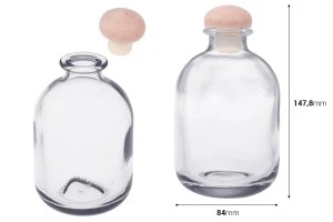 Bouteille en verre 370 ml avec bouchon en silicone avec tête en bois-2